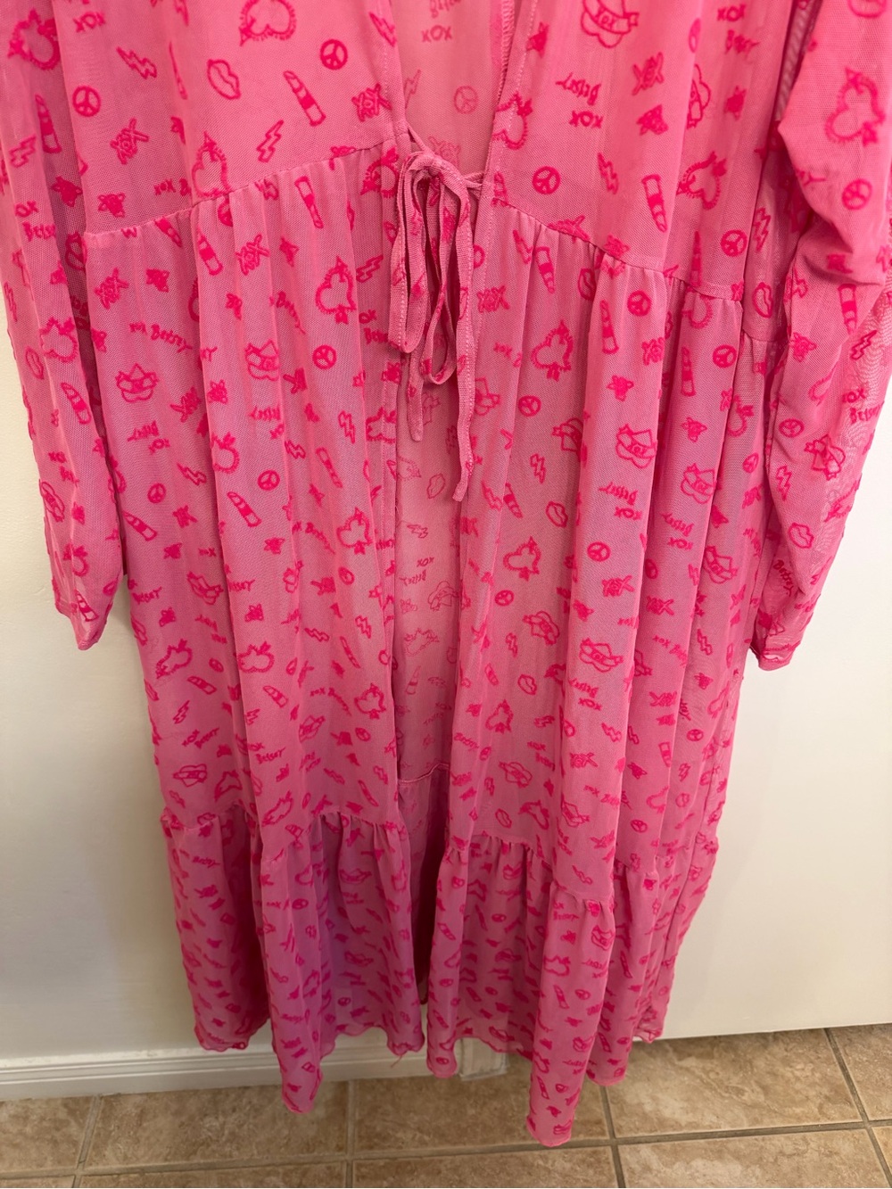 torrid x Betsey Johnson Mesh Kimono Tie Front Sheer Size 4 - Picture 7 of 16